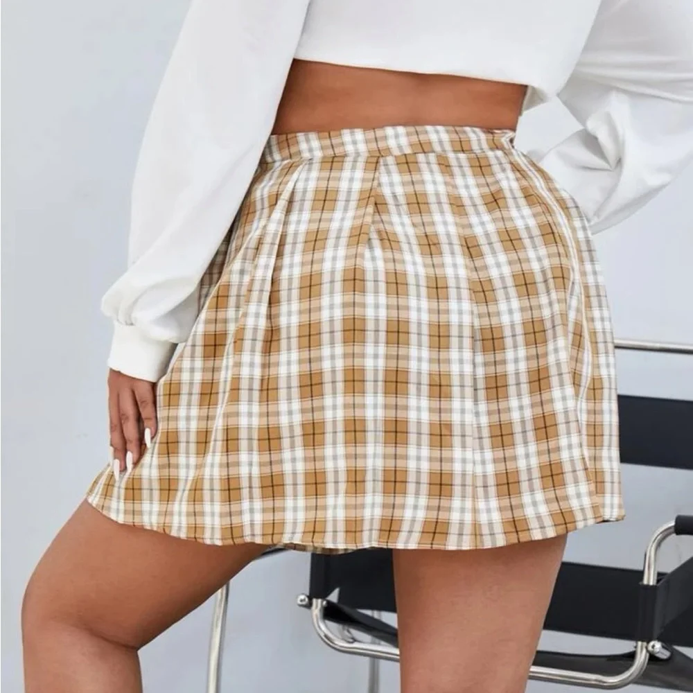 Shein Pleated Plaid School Girl Skirt - Picture 2 of 9